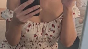 Smoking corks in the mirror… Filling my lungs in a cute dress