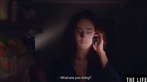 ”Horny redhead Emily J is fingering her holes on the couch”