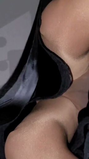 Black Liquid Satin Skirt With Black Satin Half Slip   Clip 2