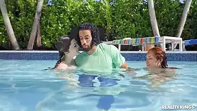 Getting Fucked By The Pool With James Angel, Kira Perez And Fiona Frost