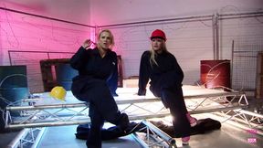 Two Blondes Pretend to Be Mechanics &mdash;  Then Get to Ride a Real Muscular Man Until He Blows