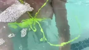 Smokin' and Showin' off Her Perfect Tits Underwater
