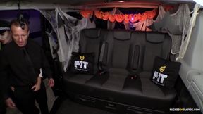 British Babe Jasmine Jae Plays The Police Woman In Halloween Decorated Car