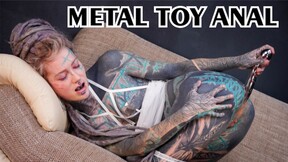 TATTOO girl masturbating with BIG STEEL TOY, ANAL gapes, prolapse, alternative, goth, teen