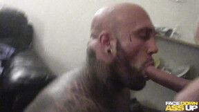 ”Inked bear facefucked”