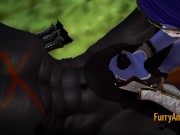 Furry Hentai 3D - Blue Wolf and Black Wolf sex in the forest
