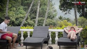 Vicky Wyne Fucks Husband and His Friend in Outdoor Threesome.