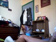 self footjob cum