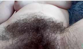 Never shaved huge hairy cunt. Thick forest