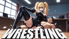 Mixed Wrestling Femdom - Female Head Scissors & Female Domination (Hooked on Pre-Cum)