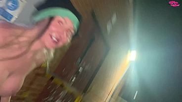BTS footage of Street girl steals a bike but has to ride it back naked!