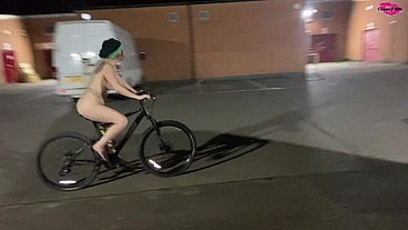 BTS footage of Street girl steals a bike but has to ride it back naked!