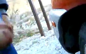 Outdoor Handjob with Silver Daddy