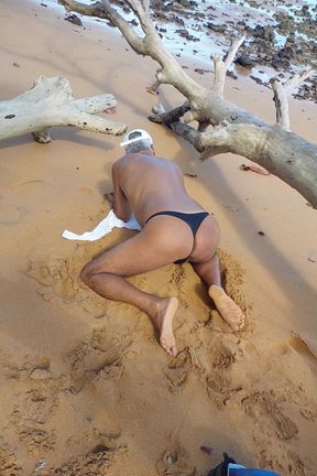 Ladysilva on the Beach in Panties with Her Hot Ass