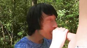 Dorky Twink Taking A Walk In The Woods & Sucks A Fat Cock