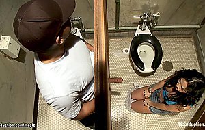 Busty Latin TS fucks man in bathroom