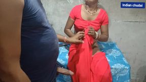 Hot Bhabhi in Red saree fucking with dever