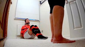 Miss M and her captive footballer trapped in her isolation room