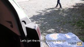 Quiet spot was perfect for guy to fuck young whore for money