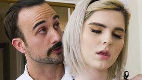 ”Charming maid costume Ella Hollywood drilled in her booty”