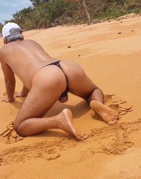 Ladysilva crossdresser very slut on the beach in panties what a hot ass