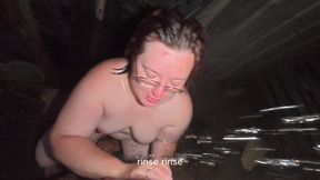 Soapy Naked Bodies in a Rural Shower