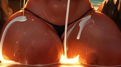 Cartoon lesbians leak milk on that public beach