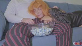 Stepmom Starts Sucking My Cock While Watching a Movie and Sitting on It, I Fuck and Cum in Her Pussy