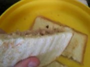 This tuna and cheese sand which with lime and pepper is so fucking good