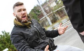 Tanned dude with a beard fucks that pasty ass