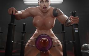 Nyl Hot White Big-booty Gym Slut Goes Wild on Fucking Machine - Intense Sex, Sweet Ass Craving Cock and Cum