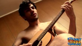 Straight musician has a guitar solo before masturbating