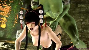 Orc Lust - Orc Lust - Nyotengu Shoves A Big Orc Futanari Cock In Her Mouth