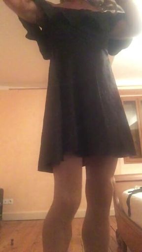 Kinky sissy Tracey tv satin plugged