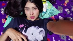 Colombian Girl Masturbating Alone and Moaning While Watching a Porn Movie