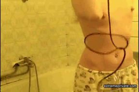 Peeping at stepdaughter 21 (hairy pussy, small boobs)