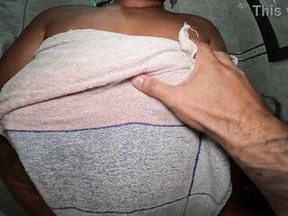 Loving My Unshaved Pussy and Milking My Titties, all in POV.