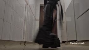 Flowers get crushed by my big latex platform boots
