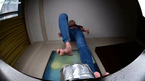 GIANT GIRL crushes puny alien ship under her GIANT BARE FEET! - MOV