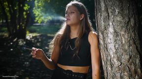 Sexy Russian Babe Smoking Cigarette Indoor Studio