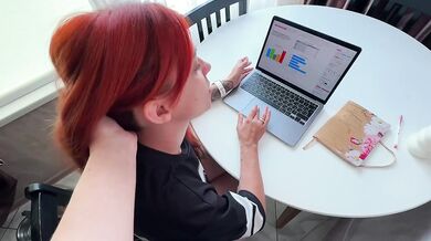 My redhead stepmom’s tits soaked in my thick cum in the kitchen