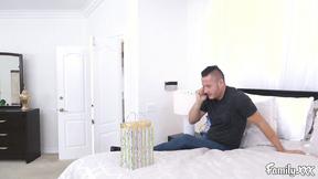 ”Redhead cutie April Snow rides stepbrother's hard meat”