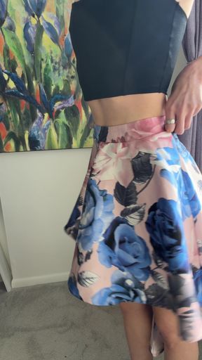Satin Skirt No Panties Tease