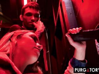 PURGATORYX Sexy golden-haired wife Khloe Kapri sucks a BBC in front of her spouse at a gloryhole