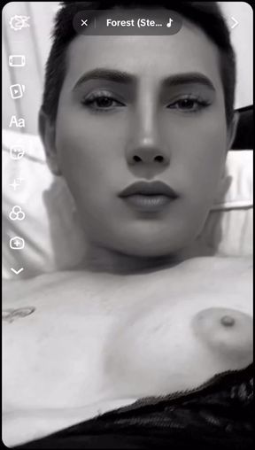 Tranny touching her body