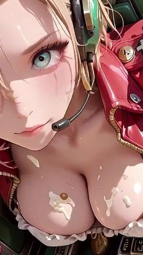 Blonde Commander in the Future Train! Red Patent Leather Uniform Is Insane