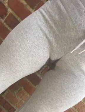 Public Pee Desperation In Tight Grey Pants Stuck Down Alleyway