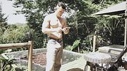 In nature my partner observes me and I end up showing him my sweaty muscles