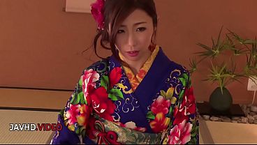 JAV star shows off her passion in a kimono while giving a seductive webcam