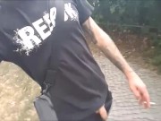 Outdoors pissing, smoking and freeballing in Berlin